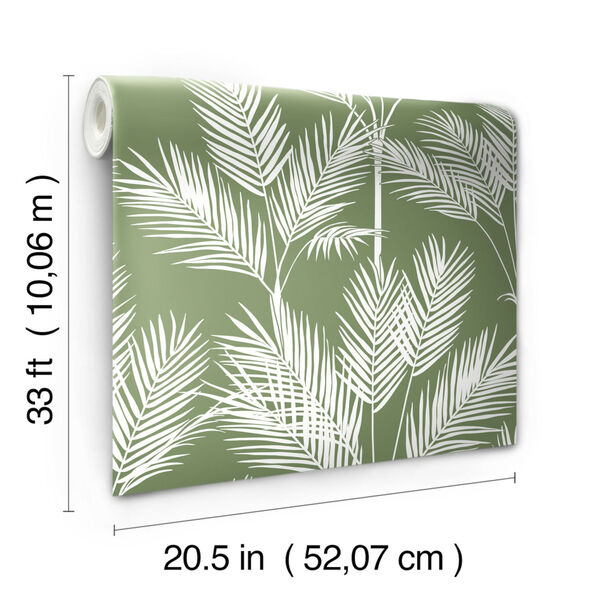 Waters Edge Green King Palm Silhouette Pre Pasted Wallpaper, image 6