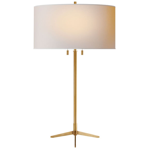 Caron Table Lamp in Hand-Rubbed Antique Brass with Natural Paper Shade by Thomas O'Brien, image 1