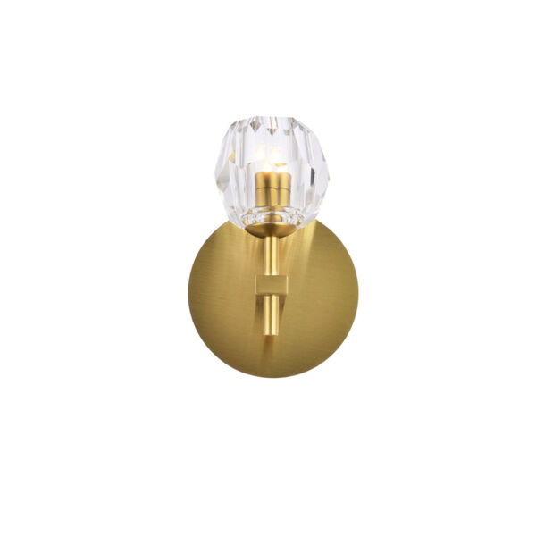 Eren Gold One-Light Wall Sconce with Royal Cut Clear Crystal, image 1