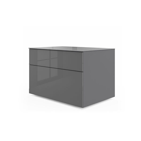 Bedford Dark Gull Gray Two Drawer Nightstand with Glass Top, image 4
