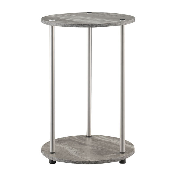 Design2Go Faux Gray Marble and Chrome Two-Tier Round End Table, image 1