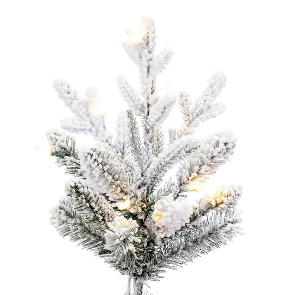 White 9 Ft. x 68 In. Flocked Hudson Fraser Fir Artificial Christmas Tree LED Warm Mini Lights, image 2
