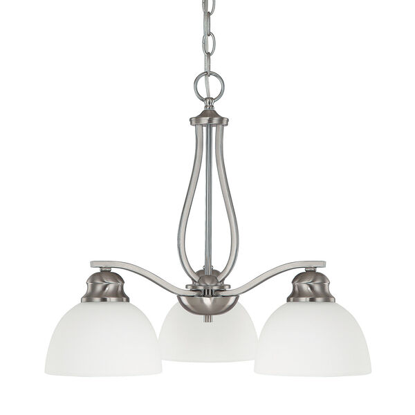 Stanton Brushed Nickel Three-Light Chandelier with Soft White Glass, image 1