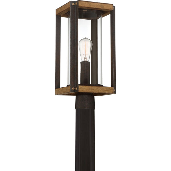 Marion Square Rustic Black One-Light Outdoor Post Lantern with Transparent Glass, image 3