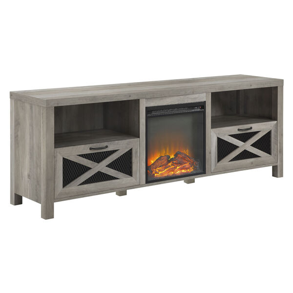 Abilene Gray and Black Fireplace TV Stand, image 3