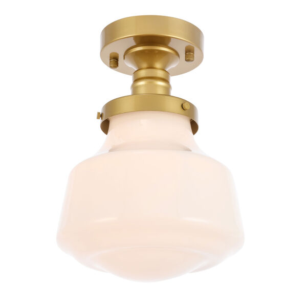 Lyle Brass Eight-Inch One-Light Flush Mount with Frosted White Glass, image 6