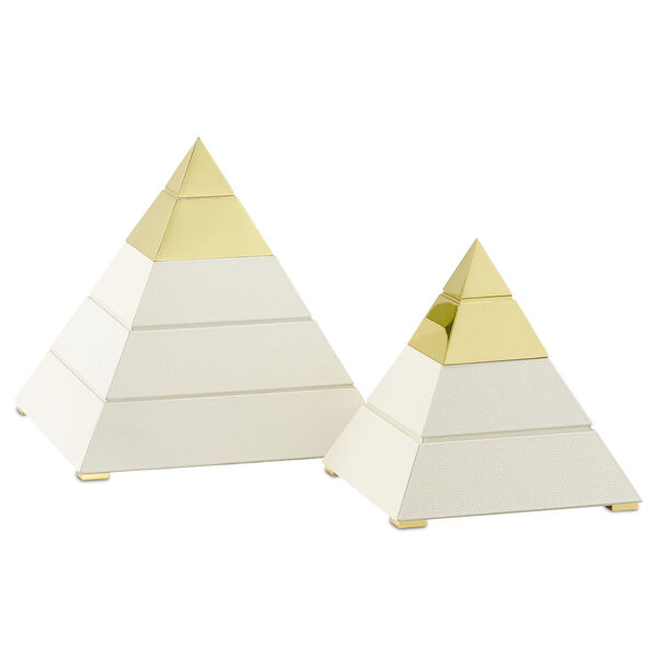 Mastaba White and Polished Brass Large Pyramid, image 3