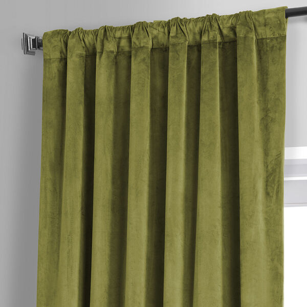 Signature Jalapeno Green Plush Velvet Hotel Blackout Single Panel Curtain, image 3