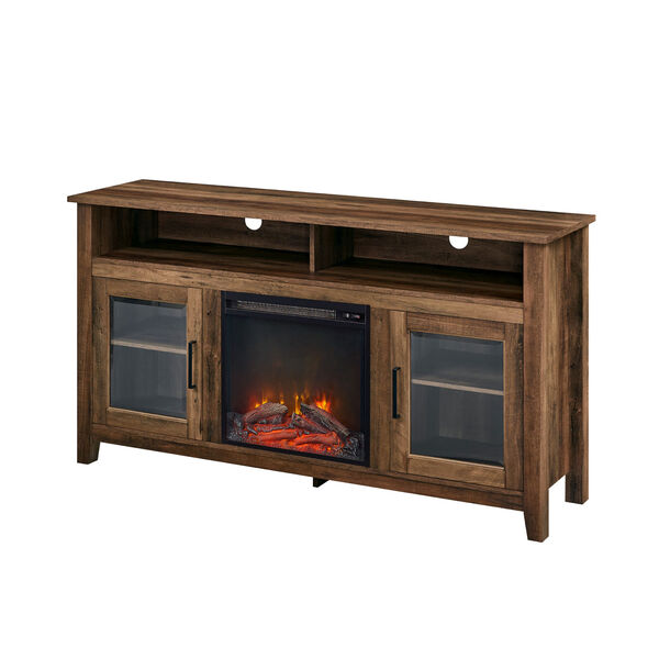 58-Inch Wood Highboy Fireplace TV Stand - Rustic Oak, image 10
