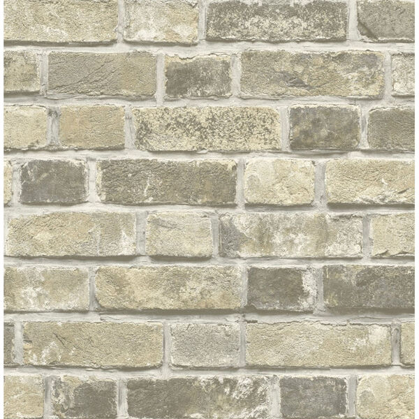 NextWall Distressed Neutral Brick Peel and Stick Wallpaper, image 2