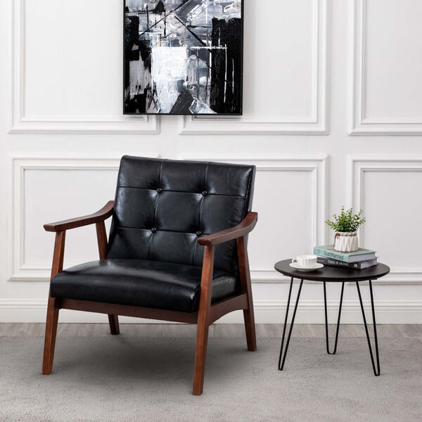 Take a Seat Natalie Black Faux Leather and Espresso Accent Chair, image 2