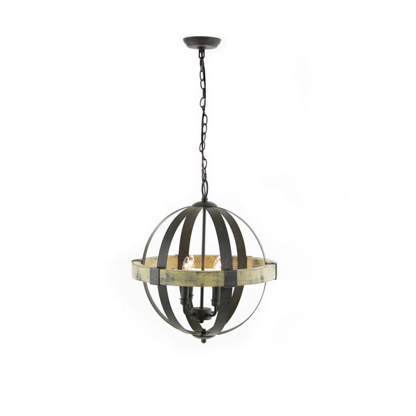 Castello Black and Aspen Wood Four-Light 20-Inch Wide Chandelier, image 1