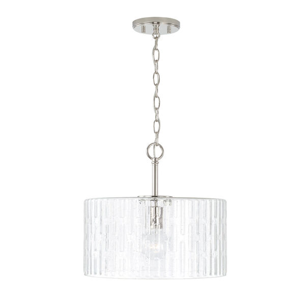 Emerson Polished Nickel One-Light Dual Semi-Flush Mount with Embossed Seeded Glass, image 2