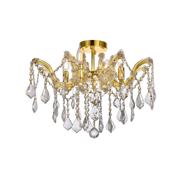 Maria Theresa Gold 18-Inch Four-Light Flush Mount with Clear Royal Cut Crystal, image 2