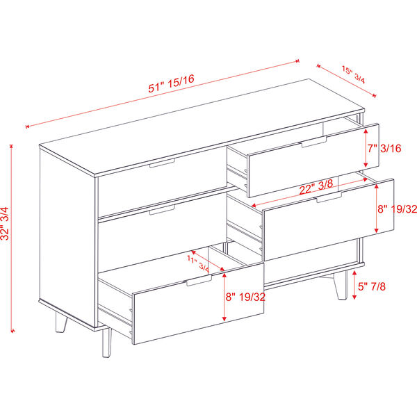 Caramel Six Drawer Dresser, image 3
