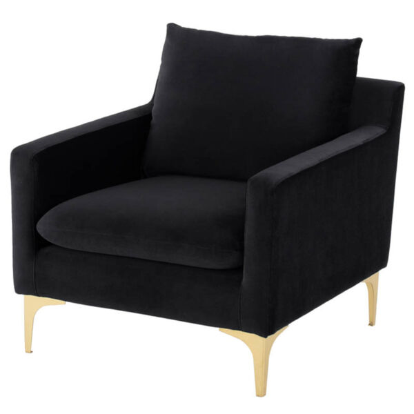 Anders Matte Black and Gold Occasional Chair, image 1