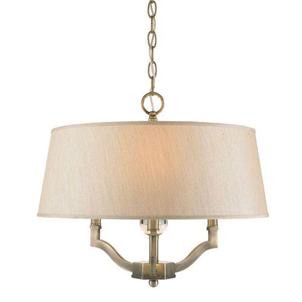 Waverly Antique Brass Convertible Semi-Flush with Silken Parchment Shade, image 2