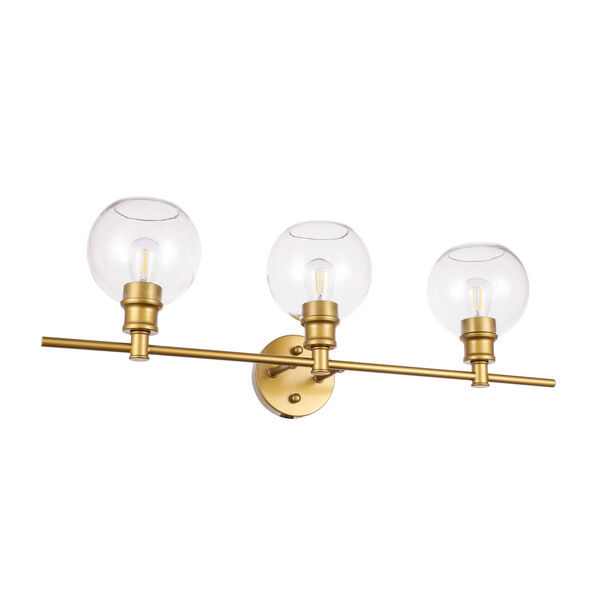 Collier Brass Three-Light Bath Vanity with Clear Glass, image 5