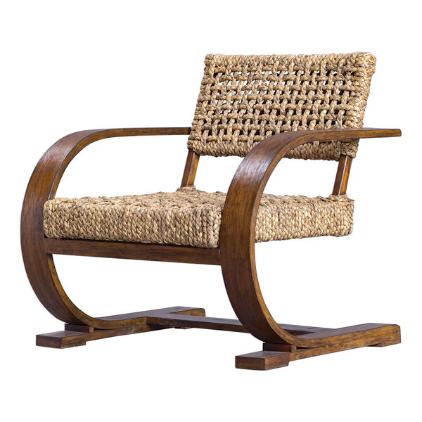 Rehema Natural Woven and Pecan Accent Chair, image 1