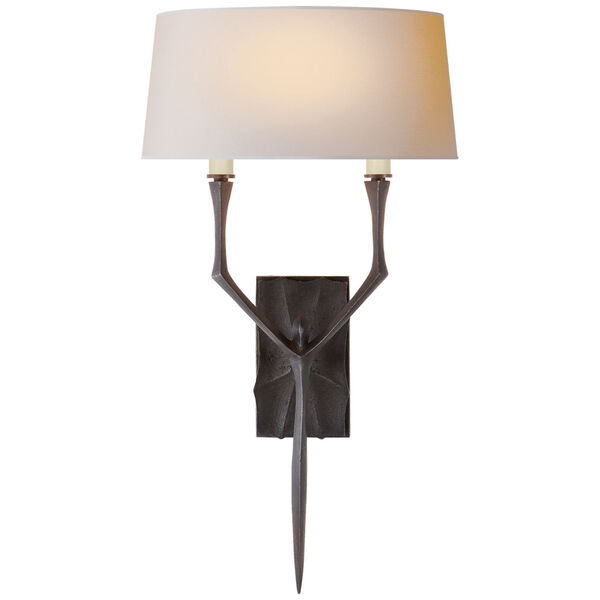 Bristol Large Sconce in Aged Iron with Natural Paper Shade by Studio VC, image 1