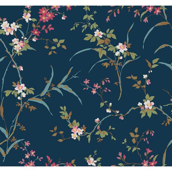 Blossom Branches Navy Wallpaper, image 2
