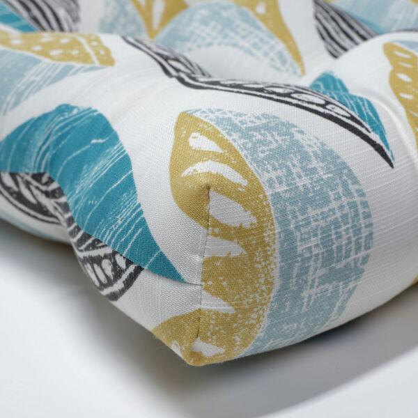 Leaf Block Teal and Citron Reversible Chair Pad, Set of Two, image 2