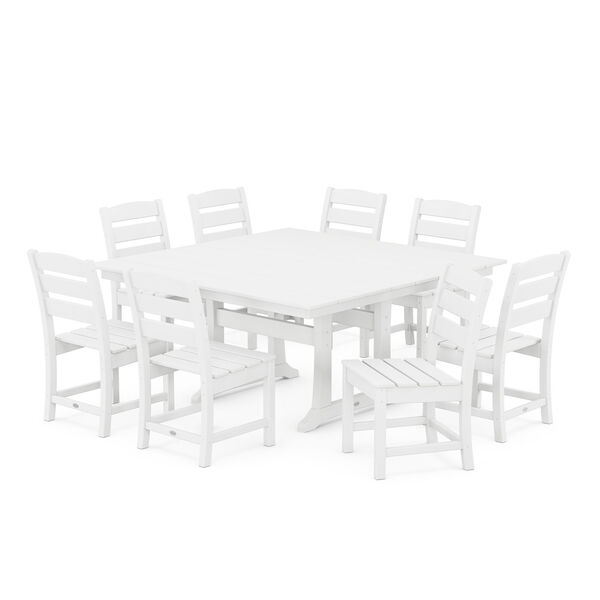 Lakeside White Trestle Dining Set, 9-Piece, image 1