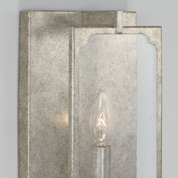 Merrick Antique Silver One-Light Wall Sconce with Clear Seeded Glass, image 4