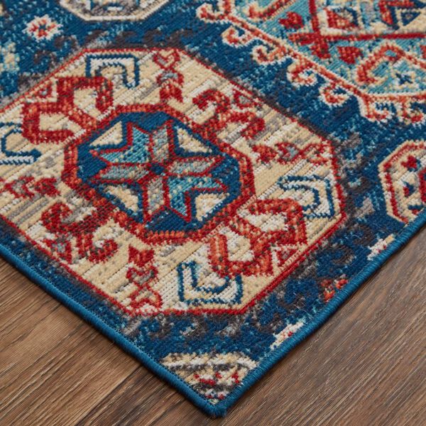 Nolan Bohemian Eclectic Patchwork Blue Red Tan Area Rug, image 5