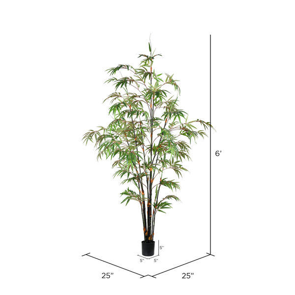Green 72-Inch Japanese Bamboo Tree with Black Pot, image 2