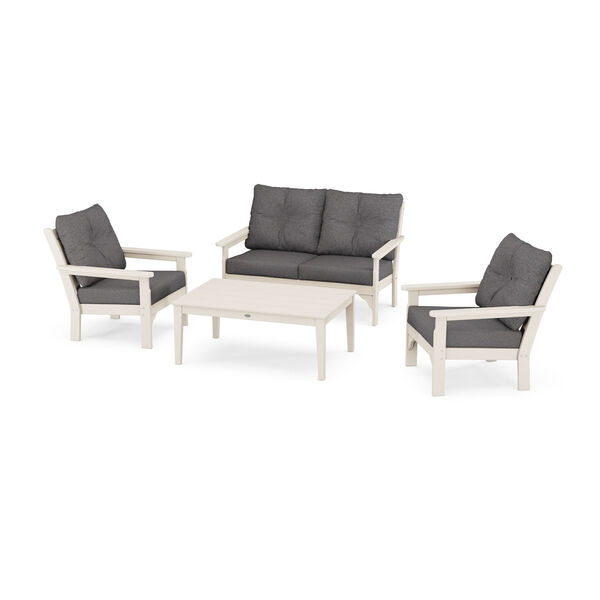 Vineyard Sand and Ash Charcoal Deep Seating Set with Rectangular Table, 4-Piece, image 1