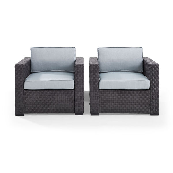 Biscayne 2 Person Outdoor Wicker Seating Set in Mist - Two Outdoor Wicker Chairs, image 2
