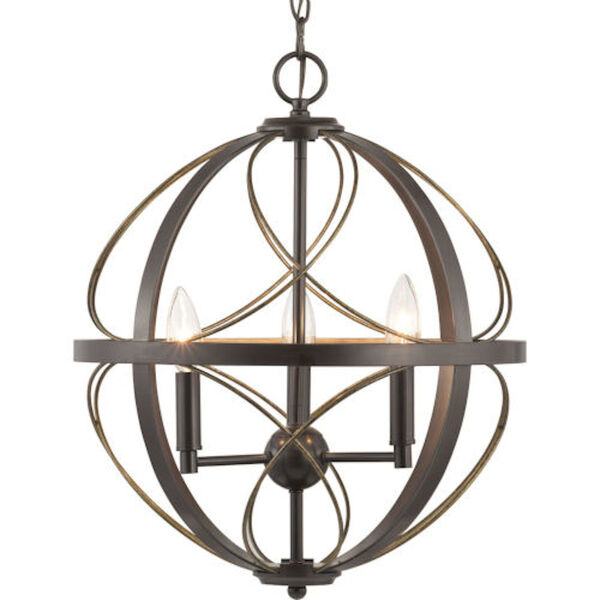 Leighton Antique Bronze Three-Light Pendant, image 1