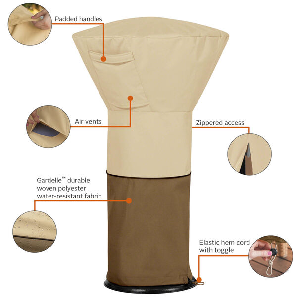 Ash Beige and Brown Round Table Top Patio Heater Cover, image 2