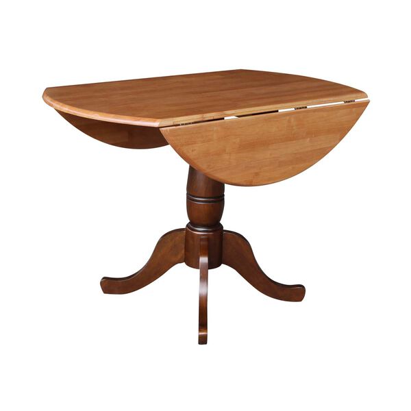 Cinnamon and Espresso 30-Inch Round Top Dual Drop Leaf Pedestal Table, image 4