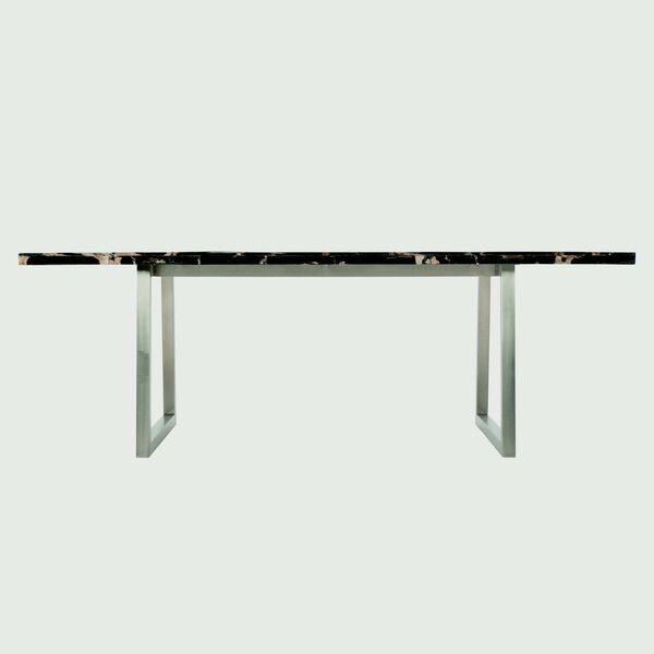 Pierre Noire Black and Polished Stainless Steel Dining Table, image 6