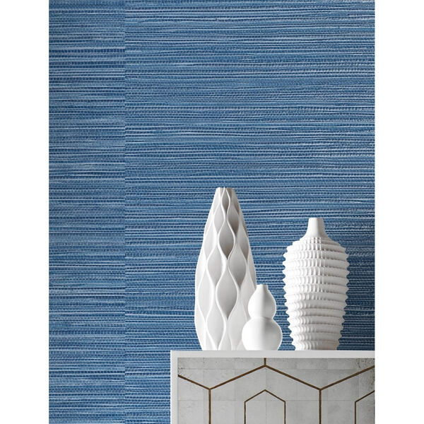Lillian August Luxe Haven Blue Luxe Sisal Peel and Stick Wallpaper, image 1