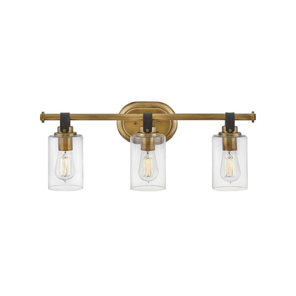 Halstead Heritage Brass Three-Light Bath Vanity With Clear Glass, image 1