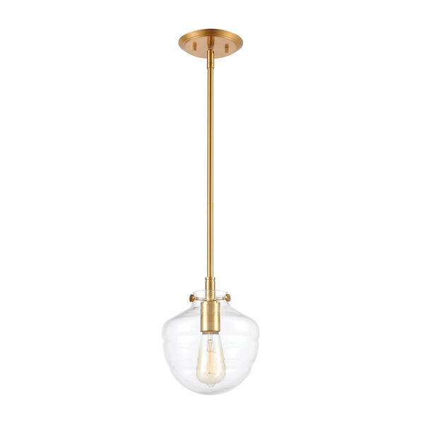 Manhattan Boutique Brushed Brass One-Light Eight-Inch Mini Pendant, image 1