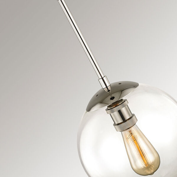 Nicollet Polished Nickel 10-Inch One-Light Mini Pendant with Clear Glass Globe, image 5