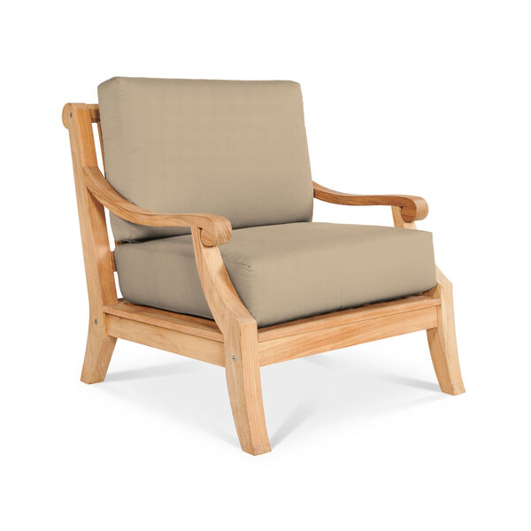 Sonoma Natural Teak Deep Seating Outdoor Club Chair with Sunbrella Fawn Cushion, image 1
