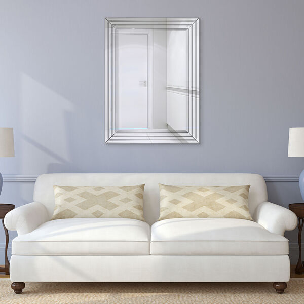 Clear 40 x 30-Inch Multi Faceted Rectangle Wall Mirror, image 1