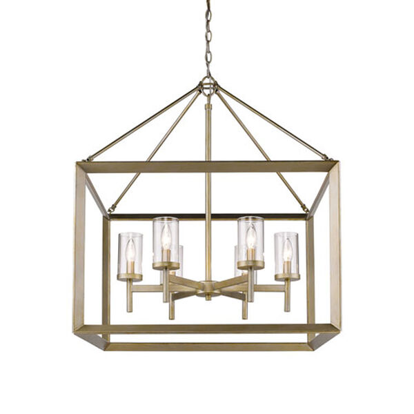 Linden White Gold Four-Light Chandelier with Clear Glass Shade, image 4