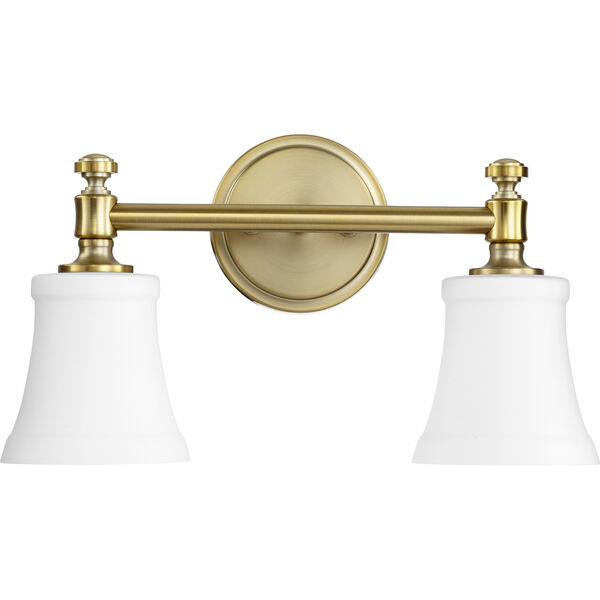 Rossington Aged Brass and Satin Opal Two-Light Vanity, image 1