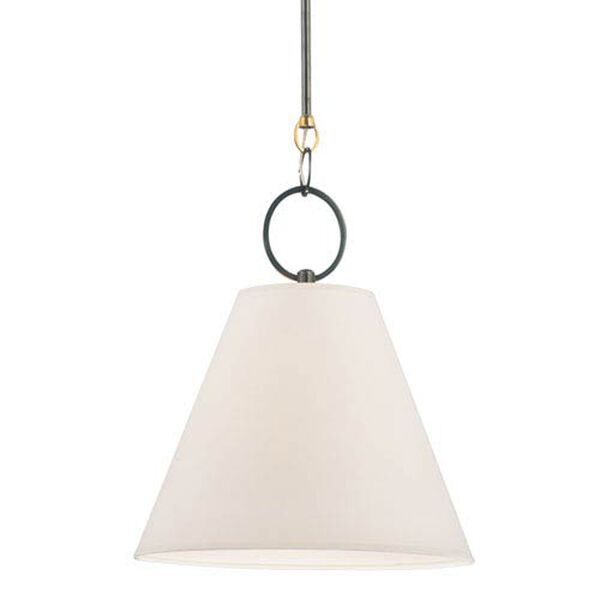 Abby 18-Inch Distressed Bronze Pendant with Off-White Parchment Shade, image 1