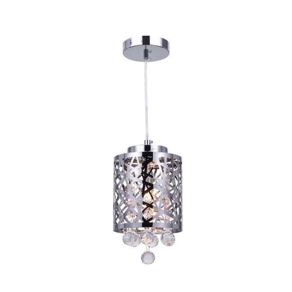 Eternity Chrome One-Light Mini Pendant with K9 Clear Crystal, image 1