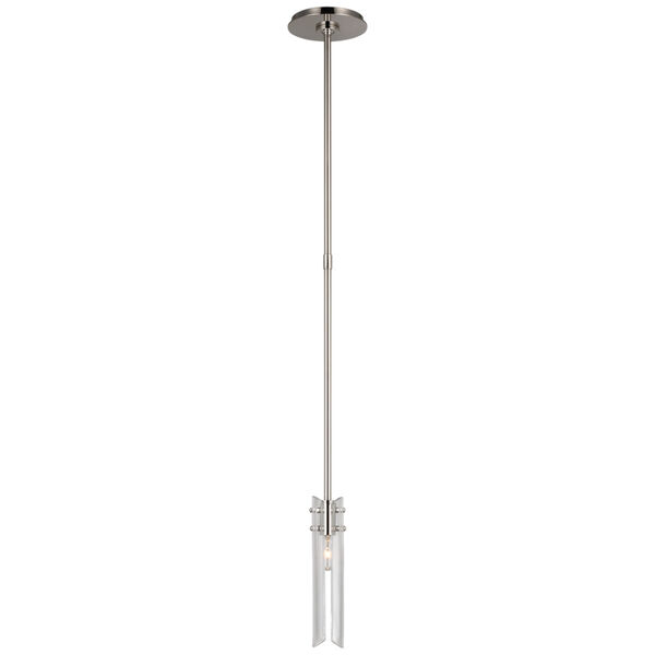Casoria Petite Single Pendant in Polished Nickel with Clear Glass by AERIN, image 1