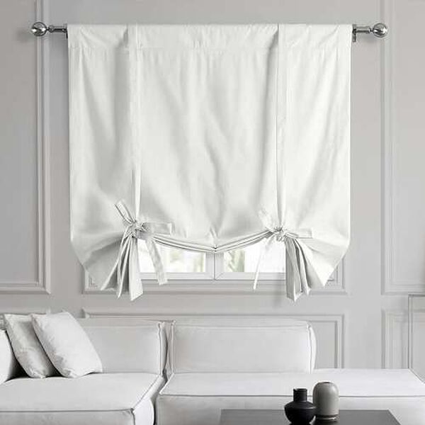 Whisper White Solid Cotton Tie-Up Window Shade Single Panel, image 1