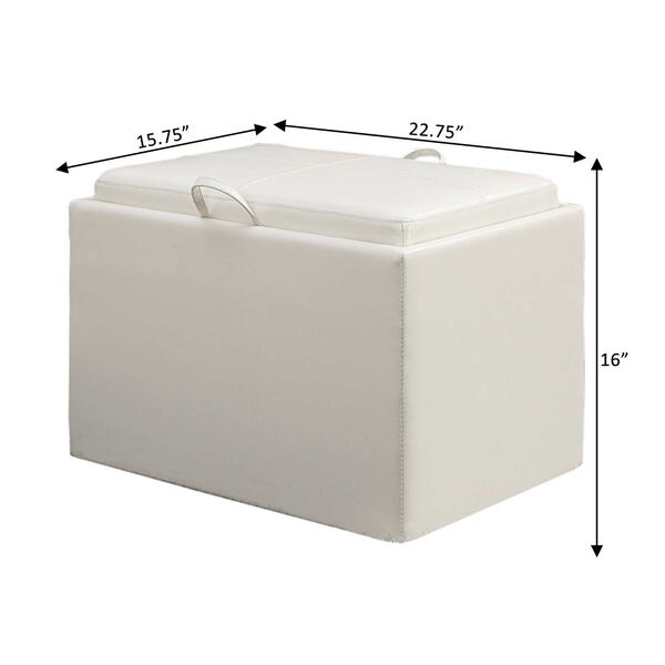 Designs4Comfort Ivory Accent Storage Ottoman with Tray Top, image 5