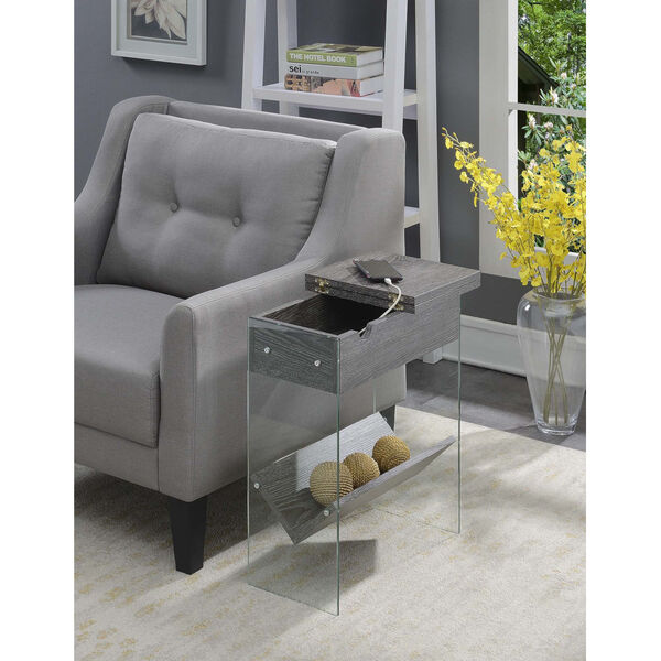 SoHo Weathered Gray Electric Flip Top End Table, image 2